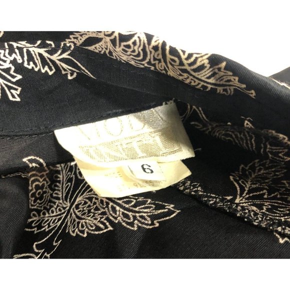 Moda Intl Long Size 6 Six Floral Boho Button Dress Rayon Made in USA Black White - Picture 7 of 12